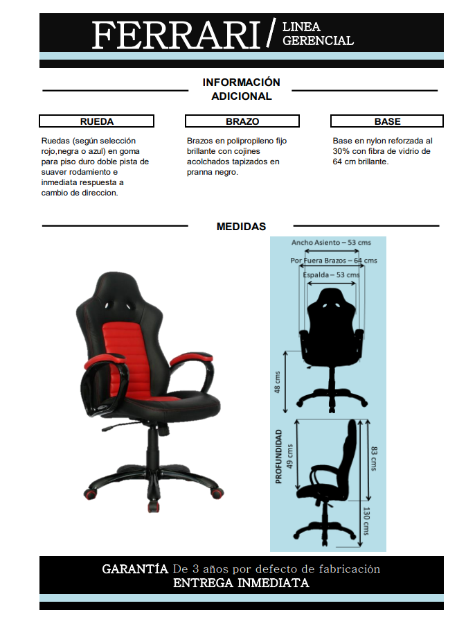 SILLA GAMER FERRARI ROJA O AZUL