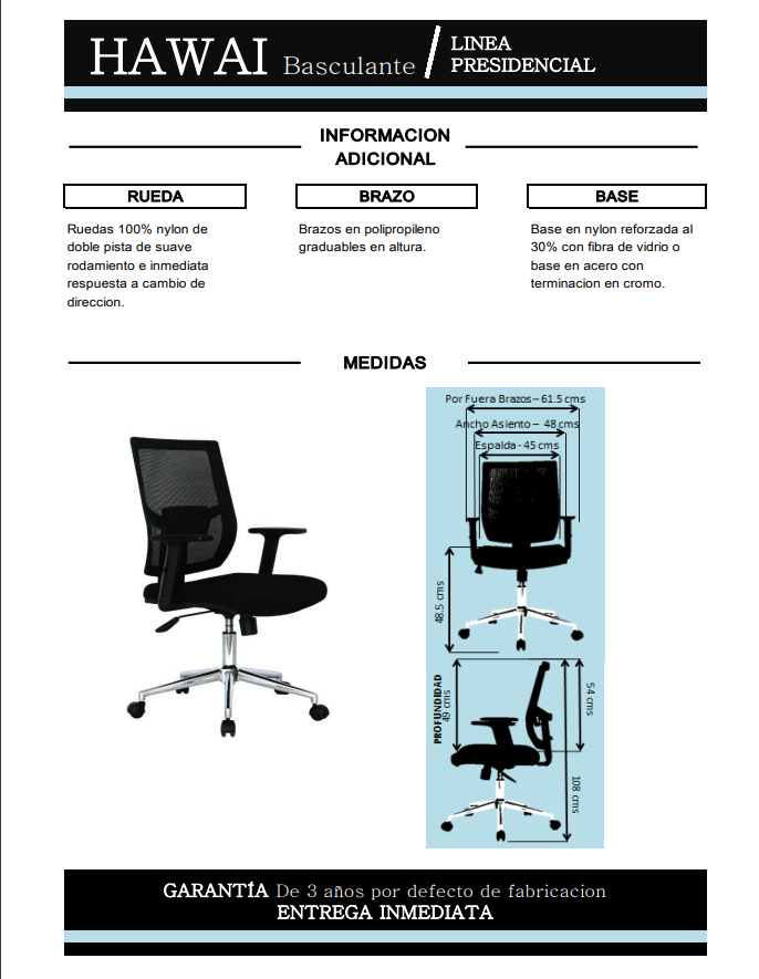 SILLA HAWAI CON SOPORTE LUMBAR